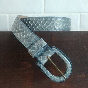 Vintage Ceinture Emmanuel genuine reptile leather light blue Medium